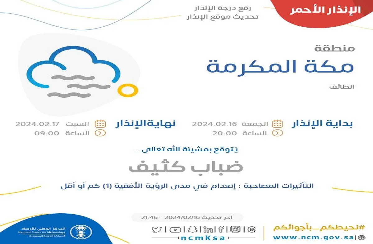 المركز الوطني للأرصاد .. توقعات بانخفاض درجات الحرارة تصل إلى 6 درجات