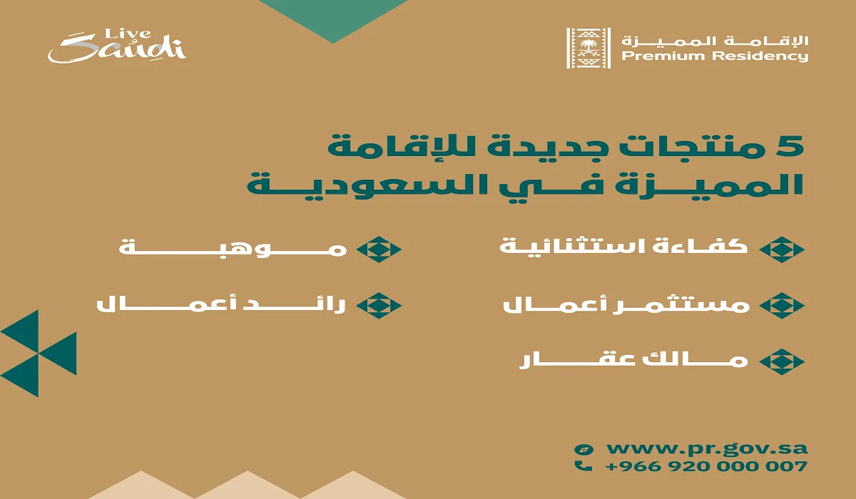 ما هي الفئات الخمس الجديدة في الإقامة المميزة وميزة فئة رائد أعمال؟ مركز لإقامة المميزة يوضح