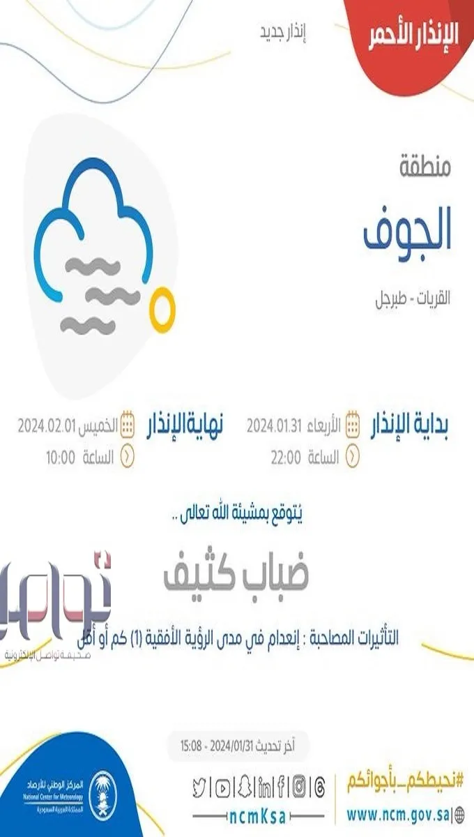 الوطني للأرصاد يحذر من انخفاض درجات الحرارة في هذه الأماكن وتصل إلى 3 تحت الصفر