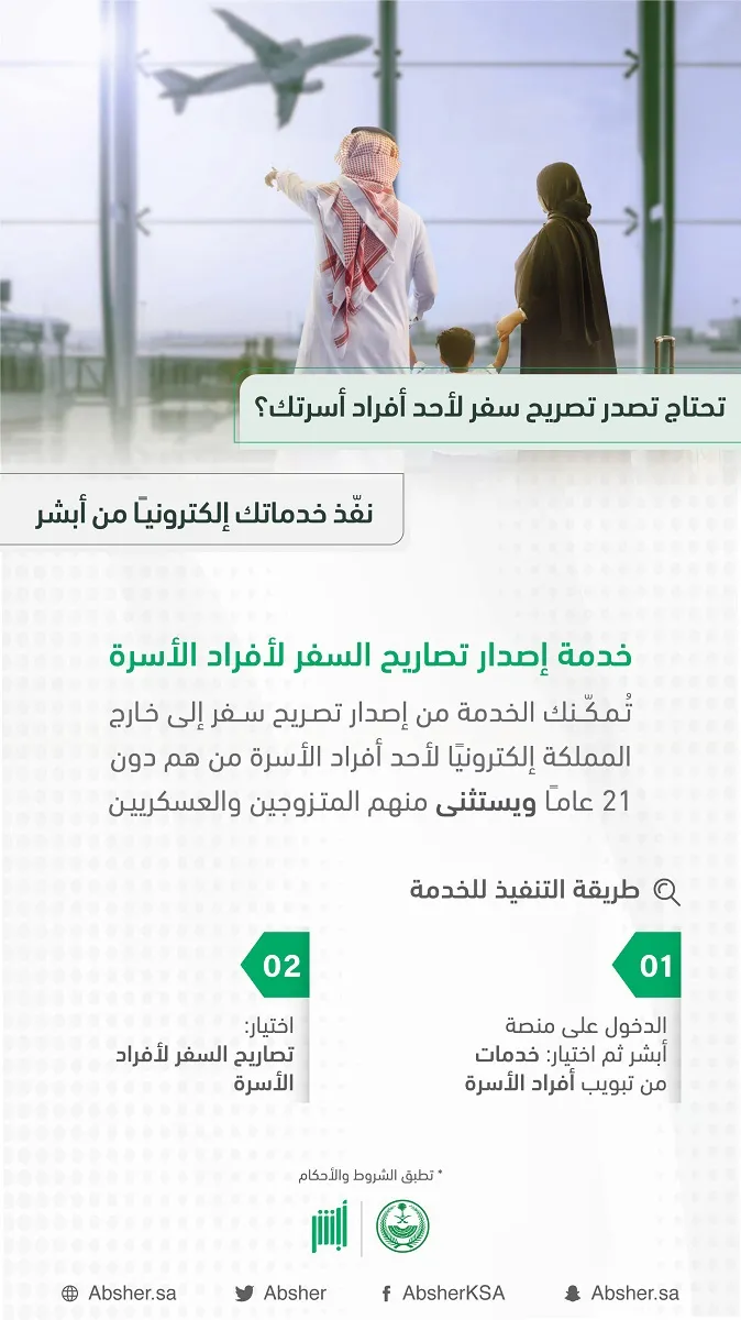 ما هي طريقة استعراض تصاريح السفر لأفراد الأسرة ؟ منصة أبشر توضح