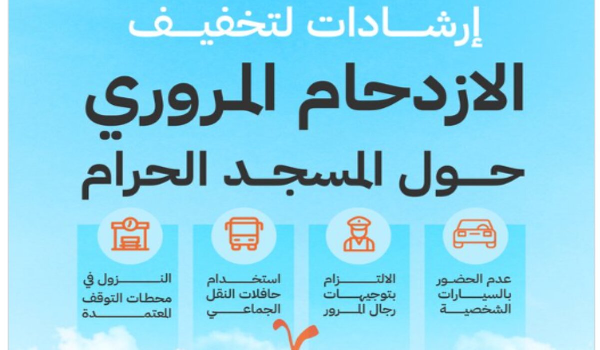 عاجل .. وزارة الحج والعمرة  تحدد 4 إرشادات للتخفيف من الازدحام المروري حول المسجد الحرام