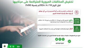 هل يتم حجز الحساب البنكي بعد انتهاء مهلة تخفيض المخالفات؟ المرور السعودي يوضح