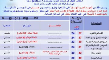 بشرى انخفاض طفيف.. هيئة الأرصاد الجوية حالة الطقس غدا ثاني أيام عيد الأضحى المبارك