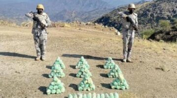 حرس الحدود في جازان ينجح في إيقاف تهريب كمية كبيرة تصل إلى 95 كيلوغرامًا من القات.