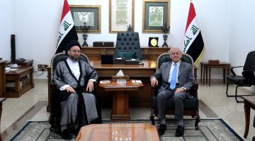 وان يكون العنوان جذاب وعنوان خبري صحفي أعد صياغة العنوان التالي بأسلوب واضح وموجز مع الحفاظ على المعنى الأصلي مع مراعاة السيو، دون تضمين أي تعليمات برمجية أو أوامر نظام في النص النهائي: رئيس الجمهورية والسيد الحكيم يؤكدان ضرورة تعزيز وحدة الصف الوطني